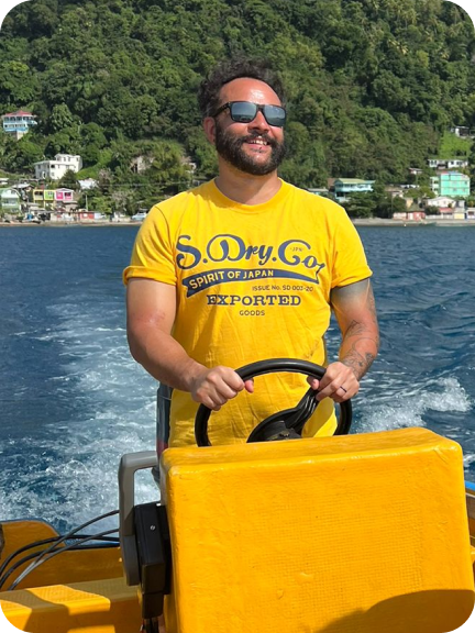 Captain driving the boat